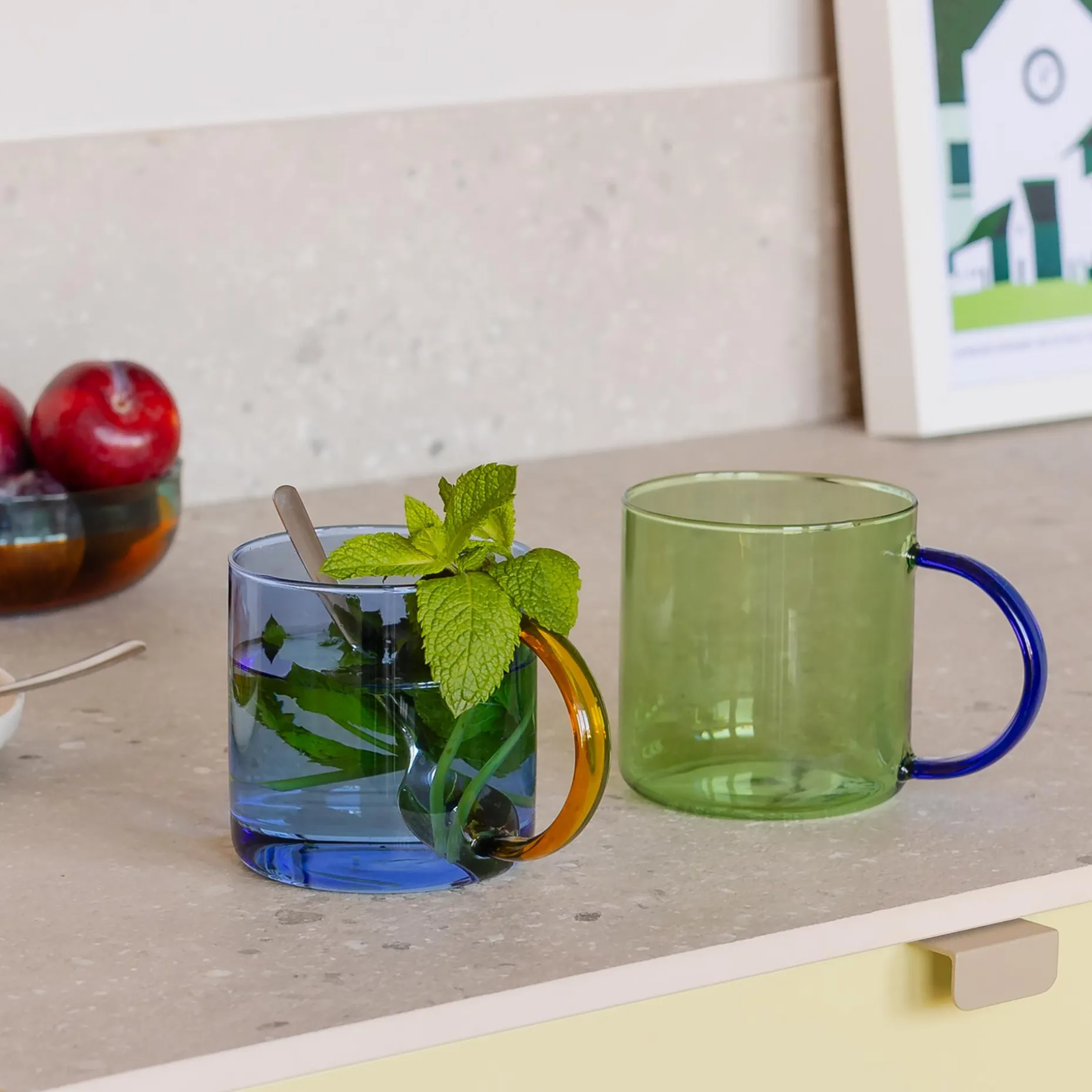 Glasbecher 'Fred' green-blue, 2er-Set