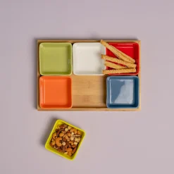 Schalenset mit Holztablett Nr. 1, 7-tlg.