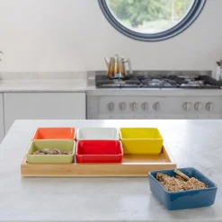Schalenset mit Holztablett Nr. 1, 7-tlg.